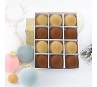Velvet Christmas Balls in Assorted Colors Set of 12 for Xmas Party Decor (B)