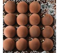 Velvet Christmas Baubles 15PCS, 8cm Natural Flocked Tree Decorations for Xmas Tree - Minimalist Holiday Ornaments Set for Festive Home, Party & Mantelpiece Decor (Earthy Brown)