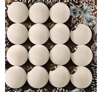 Velvet Christmas Baubles 15PCS, 8cm Natural Flocked Tree Decorations for Xmas Tree - Minimalist Holiday Ornaments Set for Festive Home, Party & Mantelpiece Decor (Cream)