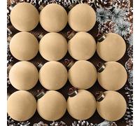 Velvet Christmas Baubles 15PCS, 8cm Natural Flocked Tree Decorations for Xmas Tree - Minimalist Holiday Ornaments Set for Festive Home, Party & Mantelpiece Decor (Beige)