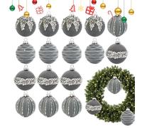 Velvet Christmas Baubles | 16 Pieces of Decorations A, 6 cm Decoration for the Christmas Tree with Rhinestones | for Home Interior Window Winter Holidays