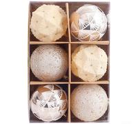 Velvet Christmas Baubles - 6 Pcs 85mm Large Xmas Tree Ornaments With Hanging Loop - Shatterproof Personalized Decorations(for-Champagne gold)