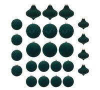 Velvet Christmas Baubles Christmas Tree Ornaments Sale, 25Pcs Luxurious Green Flocked Christmas Ornaments Velvet Ornament Ball Bauble, Shatterproof Plastic Balls Decorative Hanging Ornaments (Green)