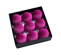 Velvet Christmas Baubles Ornaments 9pcs Shiny Diamond Ball 8cm Painted Christmas Tree Baubles Colorful Xmas Tree Hanging Balls Decorations (Magenta)
