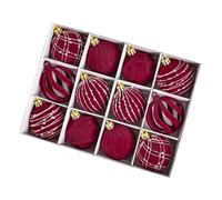Velvet Christmas Baubles Ornaments -Red, Green And Gold Baubles Christmas Tree Decorations,12pack 6cm Shatterproof Balls For Holiday, Wedding, Birthday Party