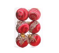 Velvet Christmas Baubles Set - Christmas Decorations Set with Velvet Baubles, Set of 6 Pieces with Metal Twine | for Garden, Yard, Pool, Home Party Decorations