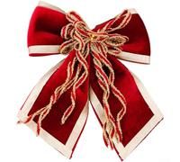 Velvet Christmas Bow | Large Flocked Holiday Ornament for | Tree and Home Decor | Flexible Wire Design for European and Rustic Styling(Wine Red)