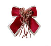 Velvet Christmas Bow Ornament 25cm Flannel Tree Decor(Red wine)
