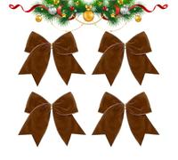 Velvet Christmas Bows - 4PCS Holiday Decor, 4 Pieces Velvet Bows for Christmas Tree, Wreath, By, Wall, or Fireplace | Decorative Twisted Ribbon Bow Set for Holiday Party, Wedding, Gift Packaging