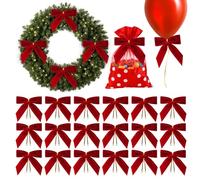 Velvet Christmas Bows - Red Small Velvet Tree Ornament,Wrapping Tie Bows Garland Decor,for Treat Bag Party Wedding Home Wreath Indoor Outdoor