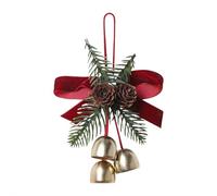 Velvet Christmas Bows with Gold Bells, 7 Inch Festive Hanging Decor for Tree Wreath Gift Package, Classic Holiday Ornament Set for Home Decor