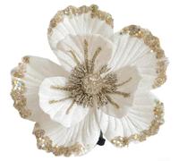 Velvet Christmas Flower Pick 19cm Glitter Edged Artificial Decoration | Velvet cloth material single for stem design suitable for trees wreaths weddings birthdays or everyday for décor