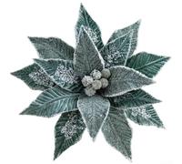 Velvet Christmas Flowers, Frosted Simulation Blossoms for | DIY Holiday Tree Ornaments, European Style Festive Decor with Icy Texture Artificial Flowers, Large Velvet Flower Decoration