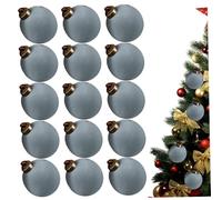 Velvet Christmas Ornaments, 15Pcs 8cm Velvet Christmas Balls with Loop Hanging Shatterproof Tree Ornaments for Home Party Holiday, Blue