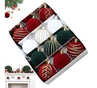 Velvet Christmas Ornaments Balls - Set of 12 Shatterproof Tree Ornaments | 2.36 Inch Velvet Balls in Red and Green, Perfect for Holiday Parties, Christmas Tree Decor, and Seasonal Home Decorations