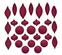 Velvet Christmas Ornaments Flocked Shatterproof Xmas Tree Ornaments Assorted Decorative Hanging Balls with Loop 1 Set for Home Holiday Party Red.