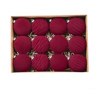 Velvet Christmas Ornaments for Holiday Trees Colorful 24 Piece Set Perfect for Indoor Use (Red wine)