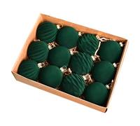 Velvet Christmas Tree Baubles, 6 cm Decorative Hanging Baubles Decoration, 12 Pieces, Shatterproof Decoration for Celebration, Winter, Living Room, Family Party, Country House Style, Outdoor
