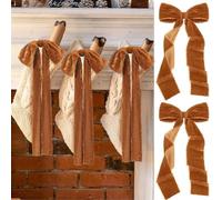 Velvet Christmas Tree Bows,Vintage Velvet Large Ribbon Bows for Staircase Garland Wreath,Giant Velvets Bow for Tree Home Party Front Door Wreath Holiday Decor,18in x 9in (red 2pcs)