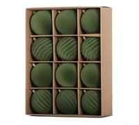 Velvet Christmas Tree Ornament Balls, 12pcs DIY Christmas Ball Set, For Christmas Tree Decoration (6cm/8cm)(8cm green)