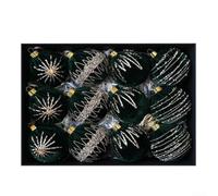 Velvet Christmas Tree Ornaments 8cm 12-Pack Set(Dark Green)