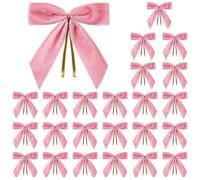 Velvet Christmas Tree Ties - Christmas Wreath Bows | Velvet Christmas Bows | Velvet Bows for Christmas Trees | Door Decoration Set of 24 | Small