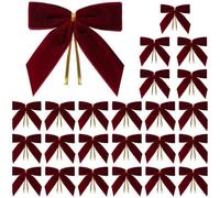 Velvet Christmas Tree Ties - Christmas Wreath Bows | Velvet Christmas Bows | Velvet Bows for Christmas Trees | Door Decoration Set of 24 | Small