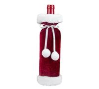 Velvet Christmas Wine Bottle Cover - Reusable Decorative Bottle Cover for Holiday Parties, Festive Wine Accessories in Red and Green (Red)
