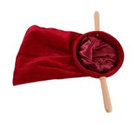 Velvet Church Offering Bag with Wood Handle for Sunday Worship | Classic Draping Shape, Secure Opening and Closing Mechanism, Privacy Protection, for Christenings and Donations
