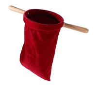Velvet Church Offering Bag with Wood Handles for Services | Red Classic Finish, Secure Opening and Closing, Discreet Collections, Christenings and Baptism Gatherings