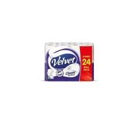 Velvet Classic Quilted Toilet Paper Bulk Buy 24 White 3 ply Toilet Tissue Rolls 24 Count (Pack of 1)