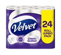 Velvet Classic Quilted Toilet Tissue 24 Rolls Luxuriously Soft Strong and Absorbent Toilet Roll Jumbo Bulk Pack 24 Rolls 3ply White