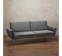 Velvet Click Clack Sofa Bed with Copper Frame Grey