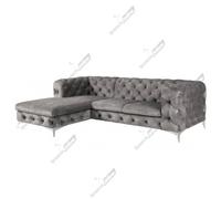 (Velvet Coffee Grey, Left Hand Chaise) SnoozeOnline Chesterfield Chaise Lounge Corner Sofa Lounge Plush Velvet Suite Settee Couch Left/Right Hand Facing