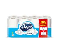 Velvet Comfort Toilet Tissue Extra Long Rolls White (Pack 16) - 1102187