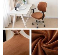 Velvet Computer Rotating Chairs Cover - Stretch 2 Piece Split Chair Protector with Elastic Bottom, Soft Thick Full Cover Gaming Chair Slipcover for Office Desk Home Hotel Decor (#1,One Size)