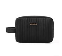 Velvet Cosmetic Bag With Handle, Portable Travel Makeup Organizer Storage Pouch, Dustproof Multi-compartment Toiletry Case For Women Girls Daily Commute Black Pink Green(Black)