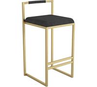 Velvet Counter Height 26/30 Bar Stools, Kitchen Counter Stools with Footrest and Gold Metal Legs, Upholstered Bar Chairs for Kitchen Pub Coffee (Black-1ps,65cm)