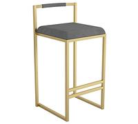 Velvet Counter Height 65/75cm Bar Stools, Kitchen Counter Stools with Footrest and Gold Metal Legs, Upholstered Bar Chairs for Kitchen Pub Coffee (Gray-1ps,75cm)