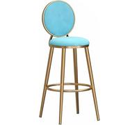 Velvet Counter Height Bar Stools with Metal Legs, Bar Chairs for Kitchen Island Dining Room Pub (Light Blue,75CM)