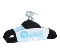Velvet Covered Slimline Clothes Hangers Black (25pk)