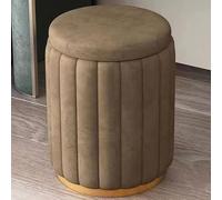 Velvet Cream Dressing Table Stool with Round Ottoman Footrest Removable Lid Stylish Accent for Bedroom Makeup Room Living Room44 x 34 cm