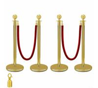 Velvet Crowd Control Rope Barrier - 60 Inches (5 Feet) Long, 1.5-Inch Diameter, Burgundy Red with Mirror-Polished Industrial Hooks for Stanchion Posts(red)