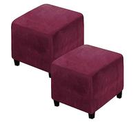 Velvet Cube Ottoman Cover Set - 2 Pieces Square 40x40/45x45/50x50cm Storage Footrest Slipcovers - Stylish Home Furniture Protector for 17-22in Ottomans