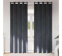 Velvet Curtains 2 pcs Light Grey 140x225 cm Eyelet Blackout Home Decor