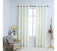Velvet Curtains 2pcs Cream 140x175cm 100% Polyester Blackout Thermal with Rings