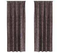 Velvet Curtains Brown Pack of 2 225 x 140 cm with Blackout Privacy Screen Thermal Insulating Scarf Curtain for Living Room Bedroom Kitchen Modern Design