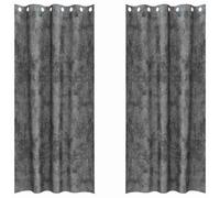 Velvet Curtains Grey Pack of 2 225 x 140 cm with Opaque Blackout Curtain, Thermal Insulating, Soundproofing, Eyelet, Ruffle Tape for Living Room, Bedroom, Children's Room, Kitchen, Balcony Door