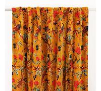 Velvet Curtains, Luxury Drapes for Living & Bedroom Curtains, Many Color Velvet Curtains, Boho Custom Curtains Window Treatments Panels, Floral & Bird (2, Yellow, 47 W X 72 L)