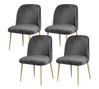 Velvet Curved Back Chair Covers Round Back Dining Room Chair Covers Slipcovers Set of 1/2/4/6 Mid Century Modern Accent Dining Chair Cover Stretch Armless Chair Slipcover for Home (Gray, 4PCS)